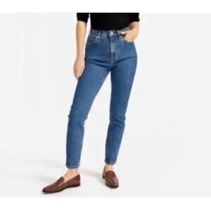 Everlane High Rise Slim Straight Cigarette Ankle Button Fly Jeans Med Blue Sz 29